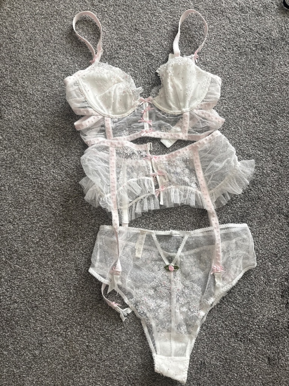 For Love and Lemons bra, garter and panty set size small